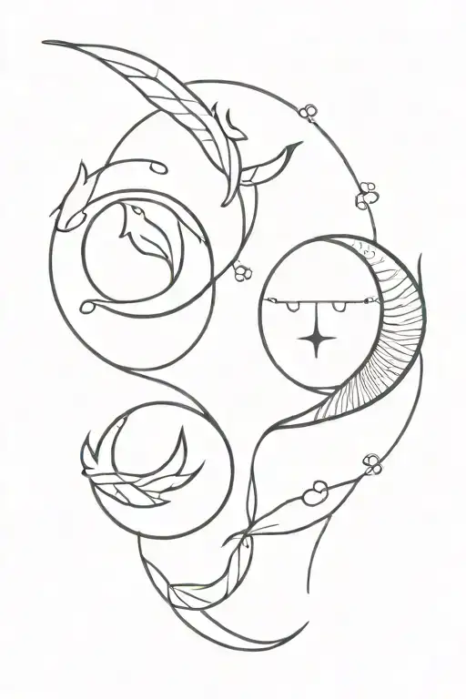 Pisces and libra zodiac sign tattoo design idea