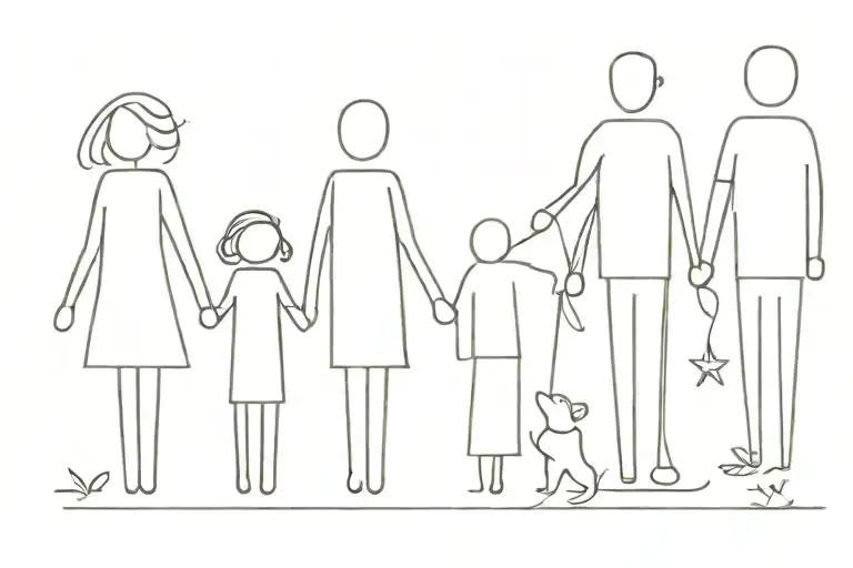 Simple Stick figures of family  tattoo design idea