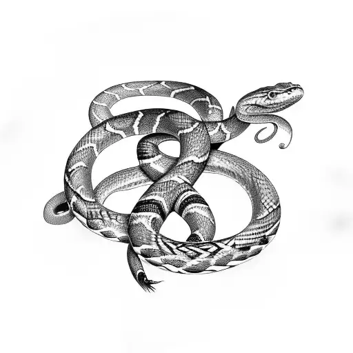 two snakes doing the infinity symbol, one is white and the other black tattoo design idea