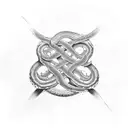 two snakes doing the infinity symbol, one is white and the other black tattoo design idea