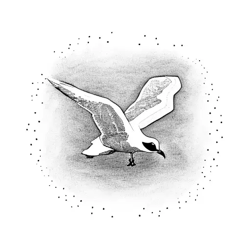 black and white seagull walking  tattoo design idea