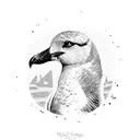 black and white seagull walking  tattoo design idea