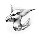 black and white seagull walking  tattoo design idea