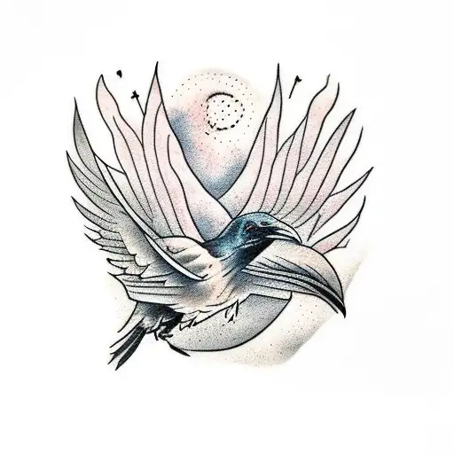 small raven with the word nevermore with it tattoo design idea