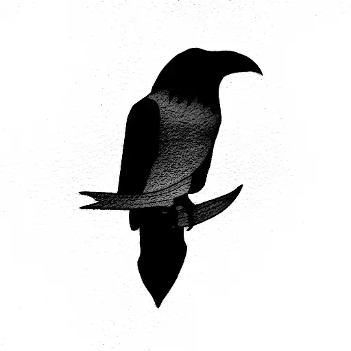 small raven with the word nevermore with it tattoo design idea
