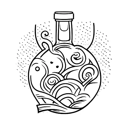 wine grape barrel bottle tattoo design idea