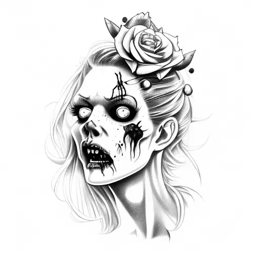 zombie pinup tattoo flash
