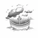 a small boat in a storm with a cross on it tattoo design idea