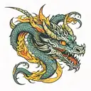 Dragon breathing fire tattoo design idea