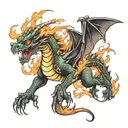 Dragon breathing fire tattoo design idea