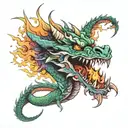 Dragon breathing fire tattoo design idea