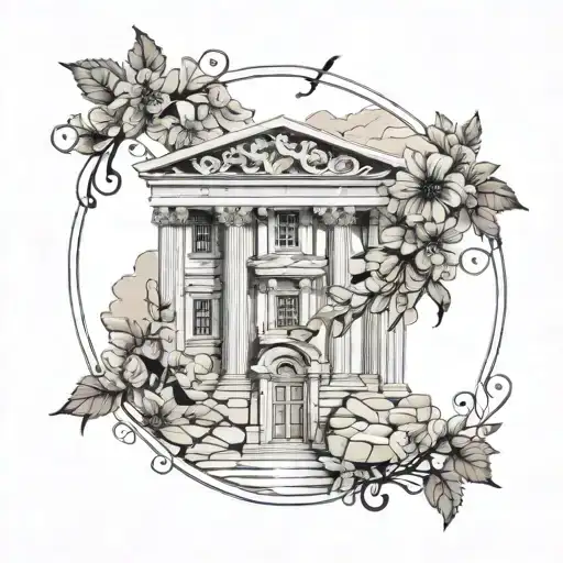 greek architecture tattoo design idea