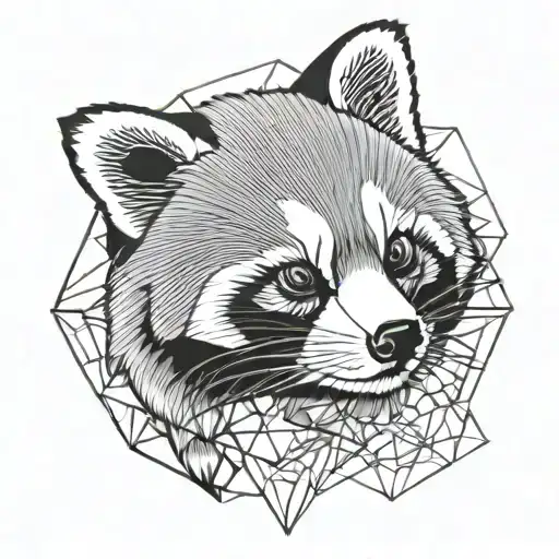 red panda face black grey tattoo geometric design incorporating tattoo design idea