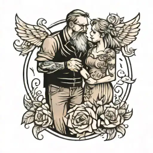 dad and daughter holding hands tattoo design idea