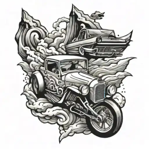 car drifting tattoo design idea