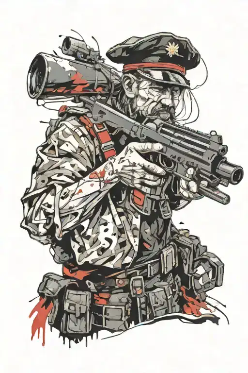 cossack with gun made tattoo design idea