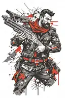 cossack with gun made tattoo design idea