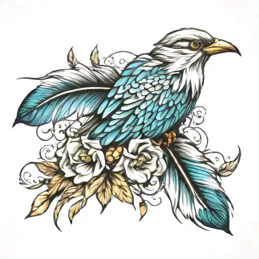 Birds and feather feather feather tattoo design idea