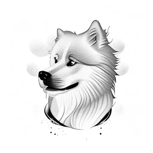 Samoyed dog dressed as Chinese warrior tattoo design idea