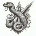 snake and dagger tattoo design idea
