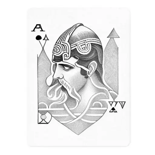 Greek god with ace cards tattoo design idea