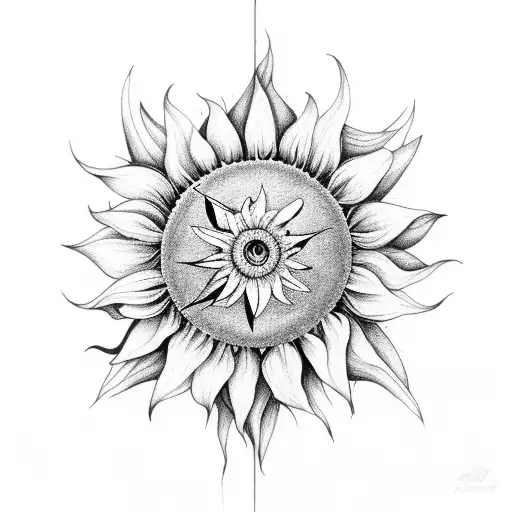 Moon humming bird rose sunflower clock tattoo design idea