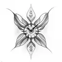 humming bird flowers clock  tattoo design idea