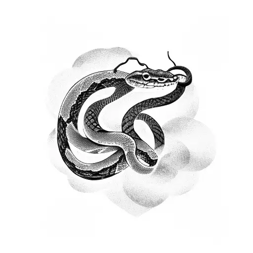 A snake coiled around a traditional Japanese sword tattoo design idea