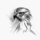 Realistic Hawk Side: This side of the tattoo features a detailed depiction of a majestic hawk. With its wings spread wid tattoo design idea