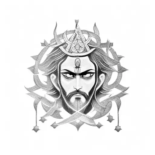 God Ashura with aura tattoo design idea
