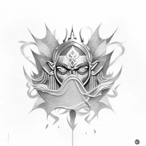 God Ashura with gold aura tattoo design idea