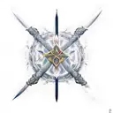 Ashura with 3 swords and gold aura tattoo design idea