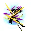 Ashura with 3 swords and gold aura tattoo design idea