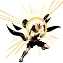 Ashura with 3 swords and gold aura tattoo design idea