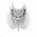 God Ashura with gold aura tattoo design idea