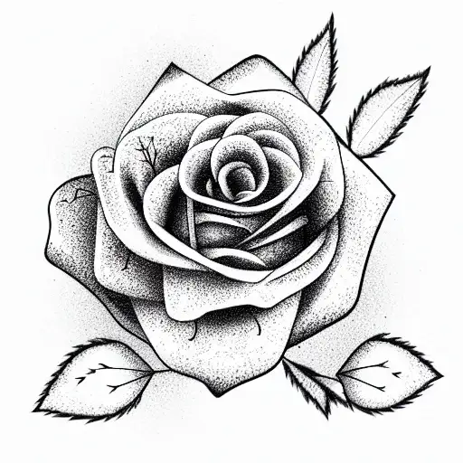 Rose with Juniper branch tattoo design idea