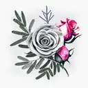 Rose with Juniper branch tattoo design idea
