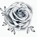 Rose with Juniper branch tattoo design idea