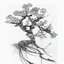 juniper branches and roses tattoo design idea