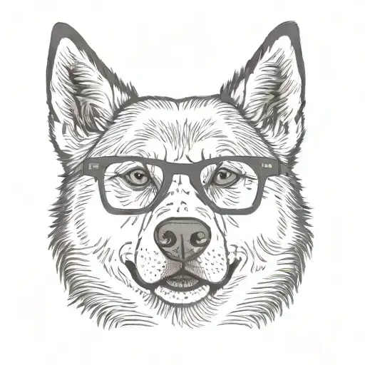 red Siberian husky with glasses  tattoo design idea