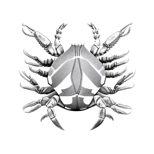 football-textured shell crab with people's names on each square tattoo design idea