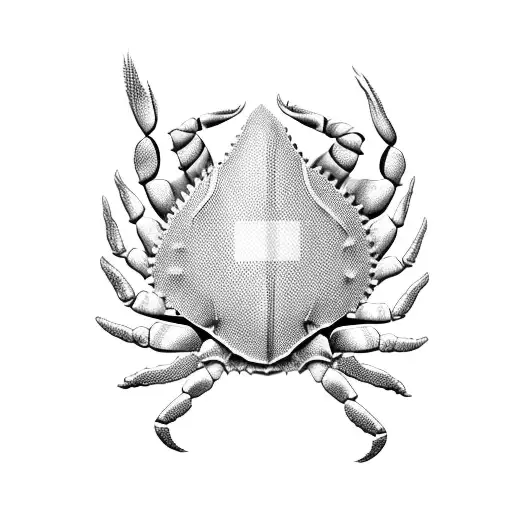 football-textured shell crab with people's names on each square tattoo design idea