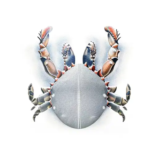 football-textured shell crab with people's names on each square tattoo design idea