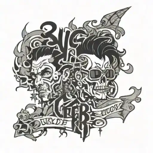 suicide boys rap group name, g59 wrapped around year 2006 tattoo design idea