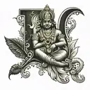 murugan vel with letter s tattoo design idea