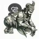 murugan vel with letter s tattoo design idea