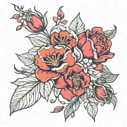 birth flowers for November, May, July and February  tattoo design idea