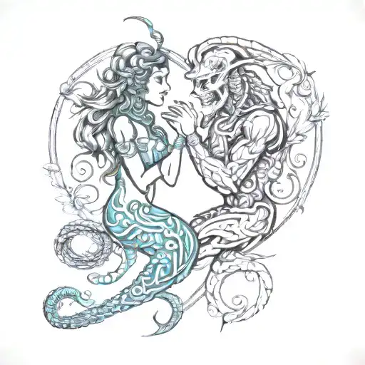 Scorpio girl and Gemini guy love  tattoo design idea