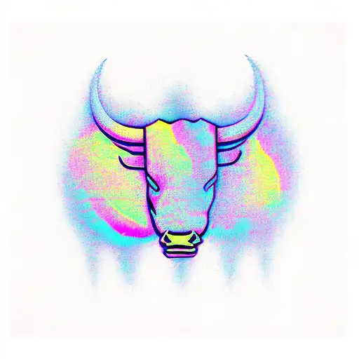 Psychedelic bull, gemini, opening a new reality  tattoo design idea