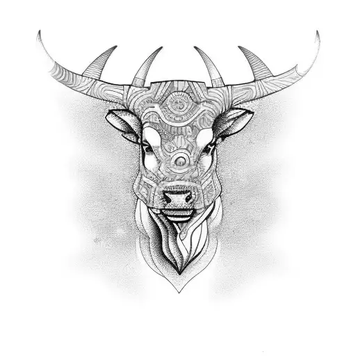 Psychedelic bull, gemini, opening a new reality  tattoo design idea